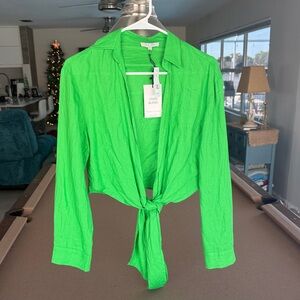 Love Tree Bright Green Button Down Shirt